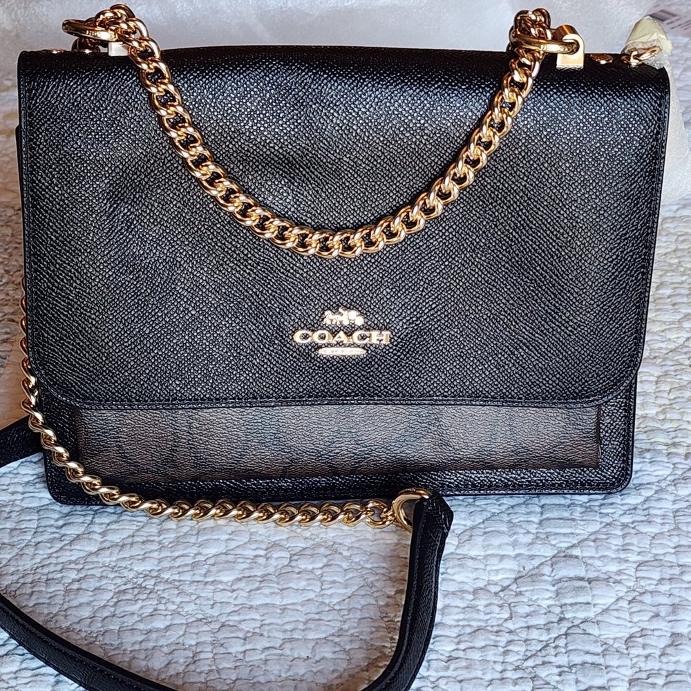 Coach Black Crossbody Bag with Gold Chain